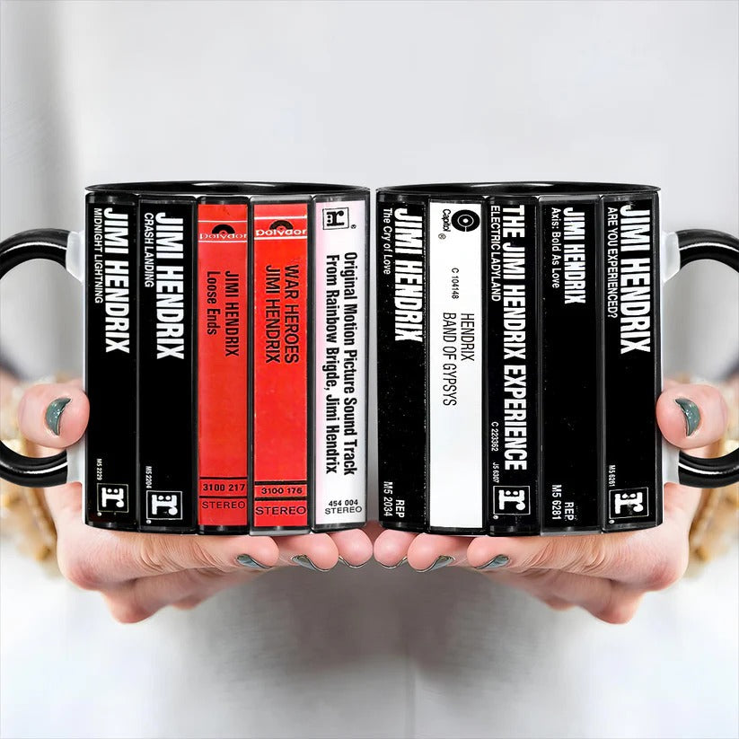 Retro Jimi Hendrix Cassette Accent Mug | Ceramic Drinkware Gift GradoCreations