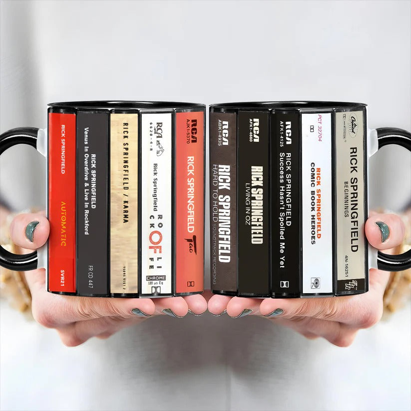 Retro Rick Springfield Cassette Accent Mug Ceramic Gift GradoCreations