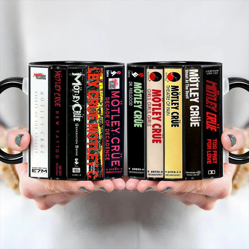 Motley Crue Cassette Retro Accent Mug Ceramic Drinkware Gift GradoCreations