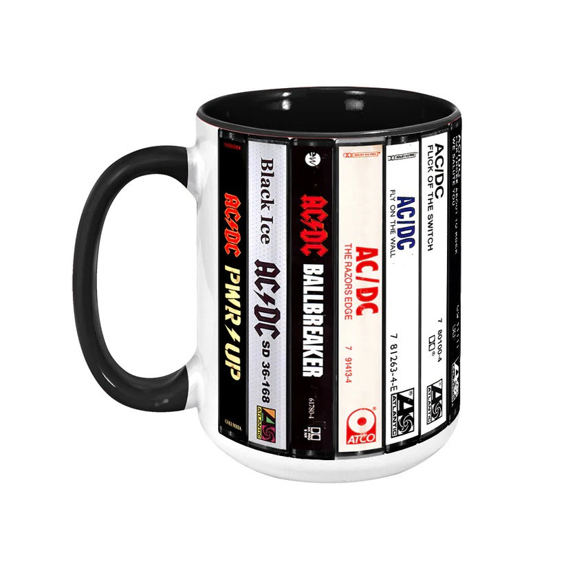 AC/DC Cassette Collection Ceramic Mug for Music Lovers GradoCreations