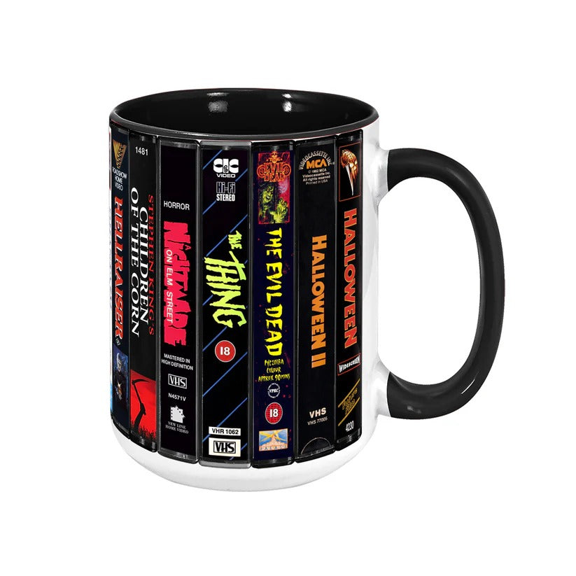 VHS Horror Movies Retro Accent Mug - Ceramic Drinkware Gift GradoCreations