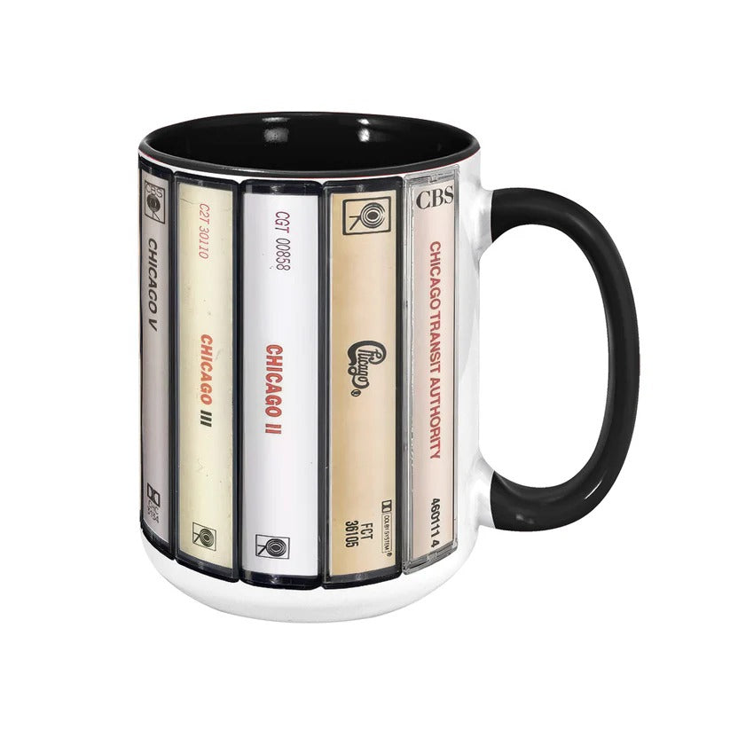 Retro Chicago Albums Cassette Accent Mug Ceramic Gift GradoCreations