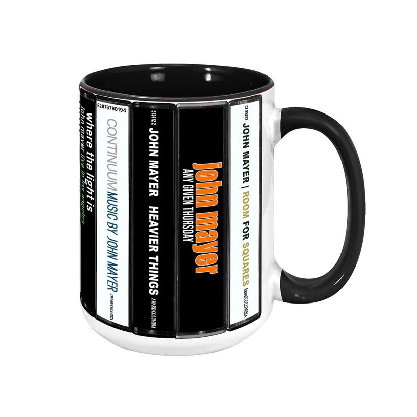 John Mayer Cassette Collection Ceramic Accent Mug | Gift for Music Lovers GradoCreations