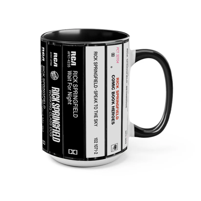 Retro Rick Springfield Cassette Accent Mug Ceramic Gift GradoCreations