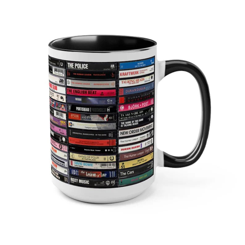 Classic Music Accent Mug with Cassette Design for Music Lovers GradoCreations