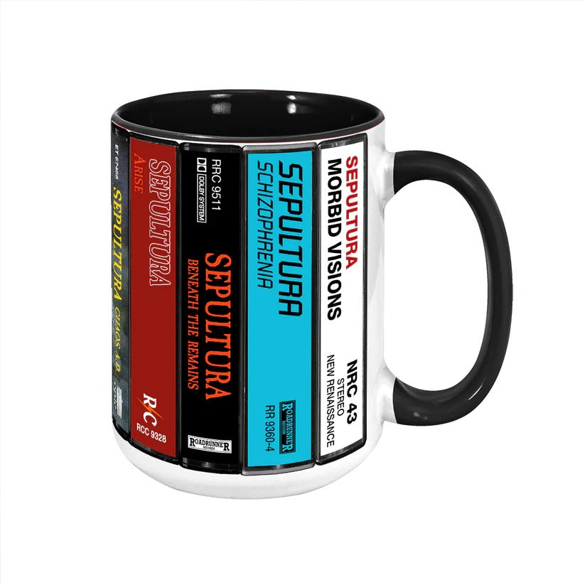 Sepultura Cassette Accent Mug Retro Ceramic Drinkware Gift GradoCreations