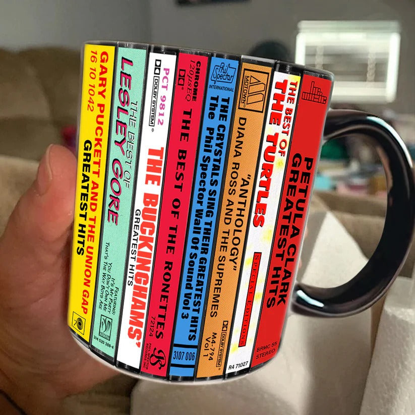 Retro 60s Pop Albums Ceramic Mug for Music Lovers Gift GradoCreations