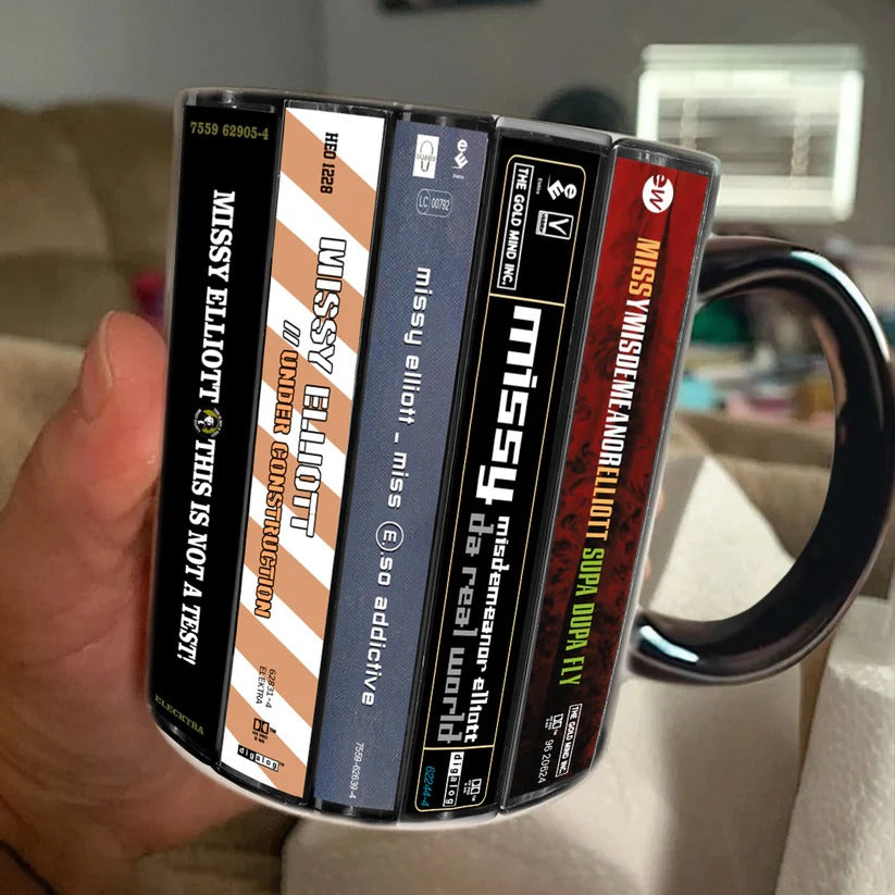 Retro Missy Elliott Cassette Accent Mug Ceramic Drinkware Gift GradoCreations