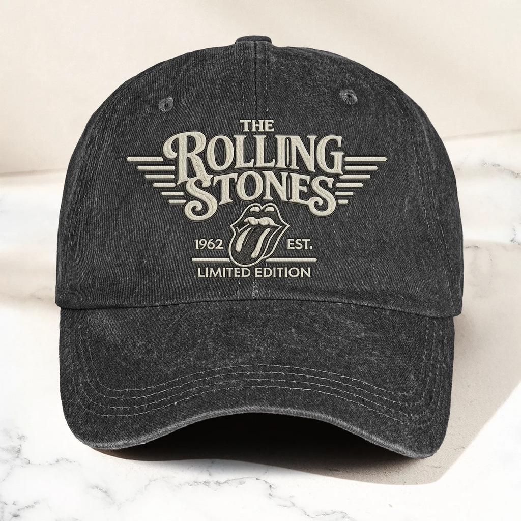 Retro Rolling Stones Denim Cap Gift for Dad | Customizable Vintage Style GradoCreations