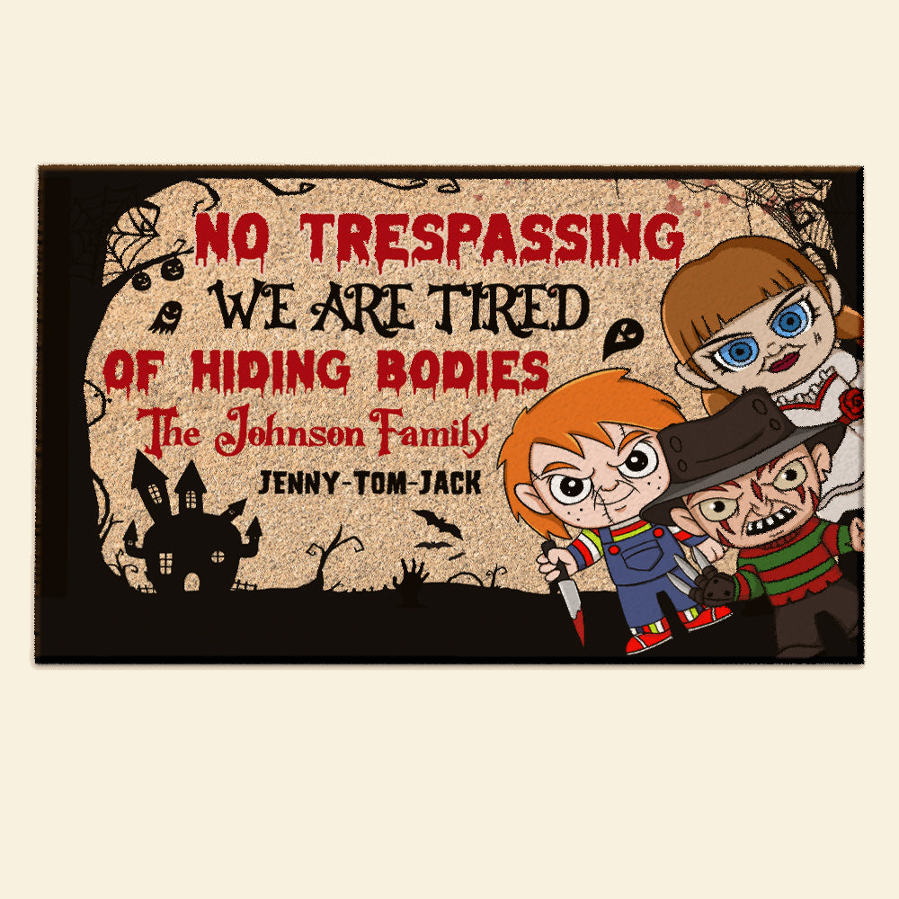 Personalized No Trespassing Doormat Custom Family Name Halloween Gift