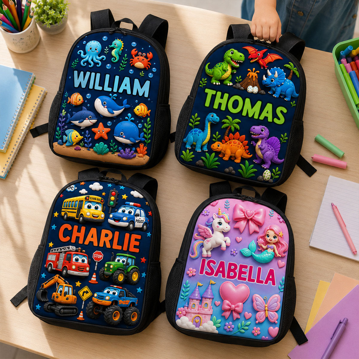 Personalized Animal Backpack Set for Kids - Custom Name School Gear