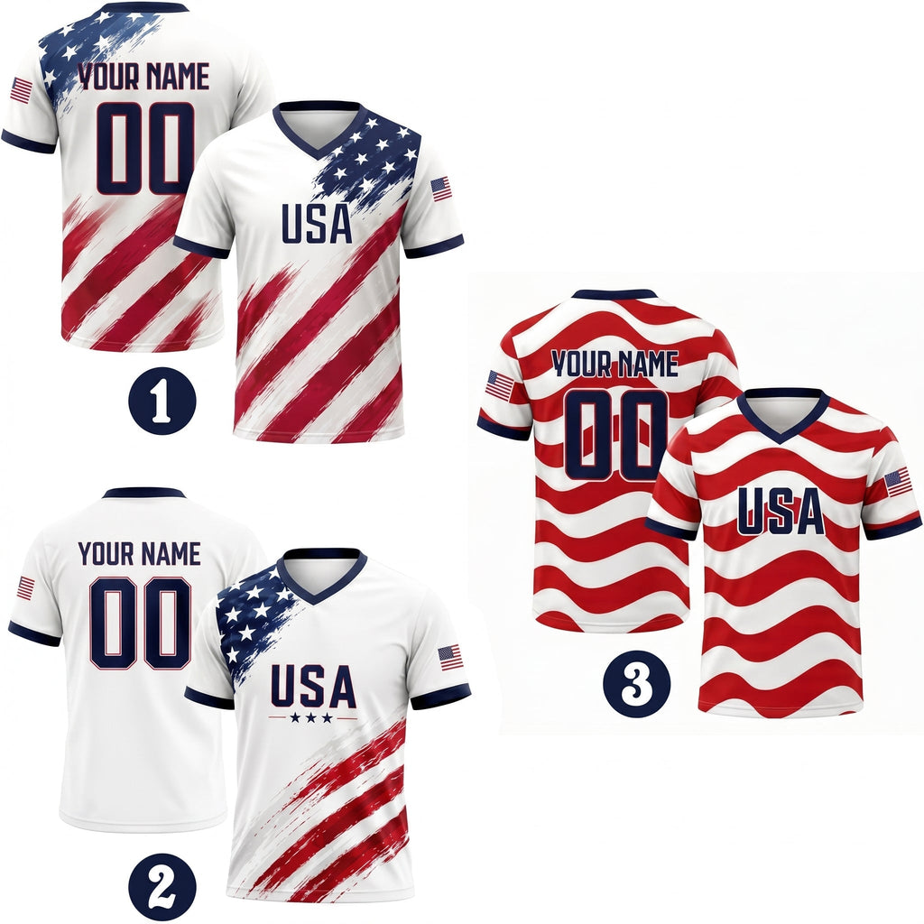 Personalized USA Flag Soccer Jersey Custom Name Number Gift for Sports Fans