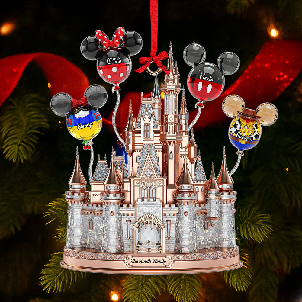 Personalized Acrylic Disney Castle Ornament Custom Family Gift for Christmas Ornament GradoCreations