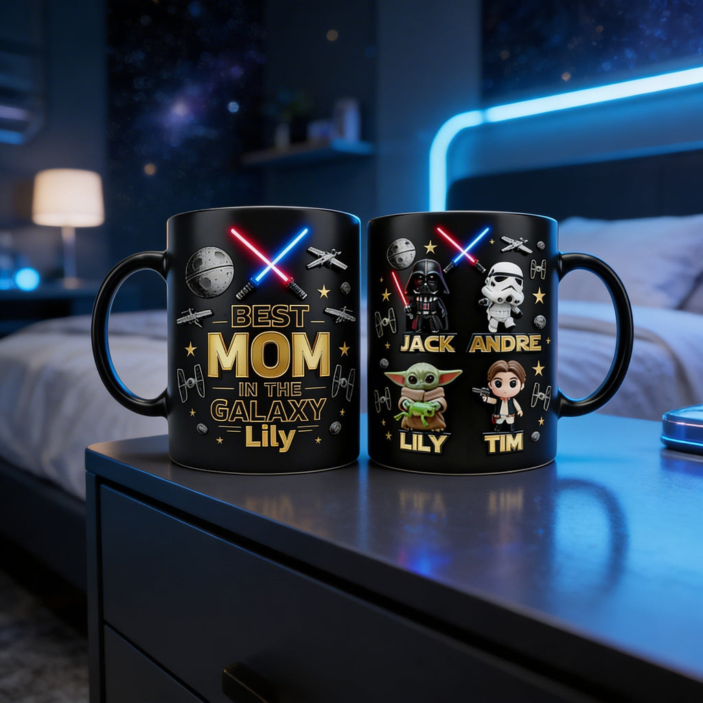 Personalized Best Mom in the Galaxy Mug Custom Names Gift for Mother's Day Mug GradoCreations