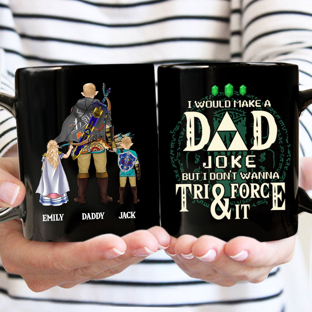 Personalized Black Mug with Dad Joke for Gaming Dad Gift
