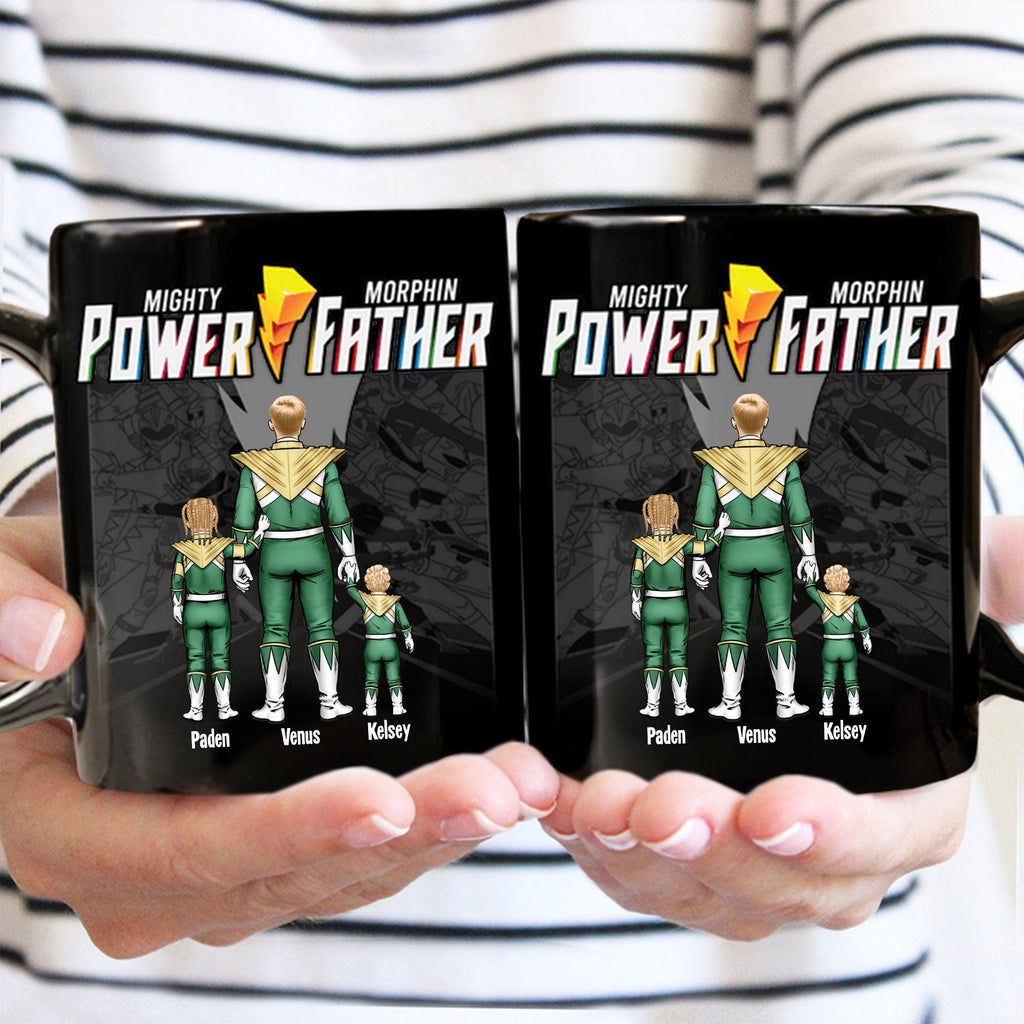 Personalized Mighty Morphin Power Father Black Mug Gift for Dad