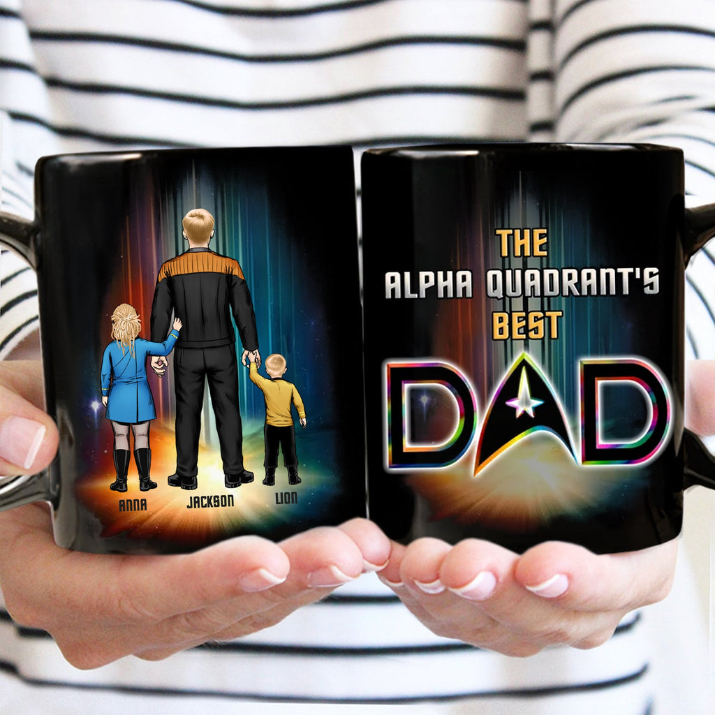 Personalized Black Mug Best Dad Gift with Family Characters