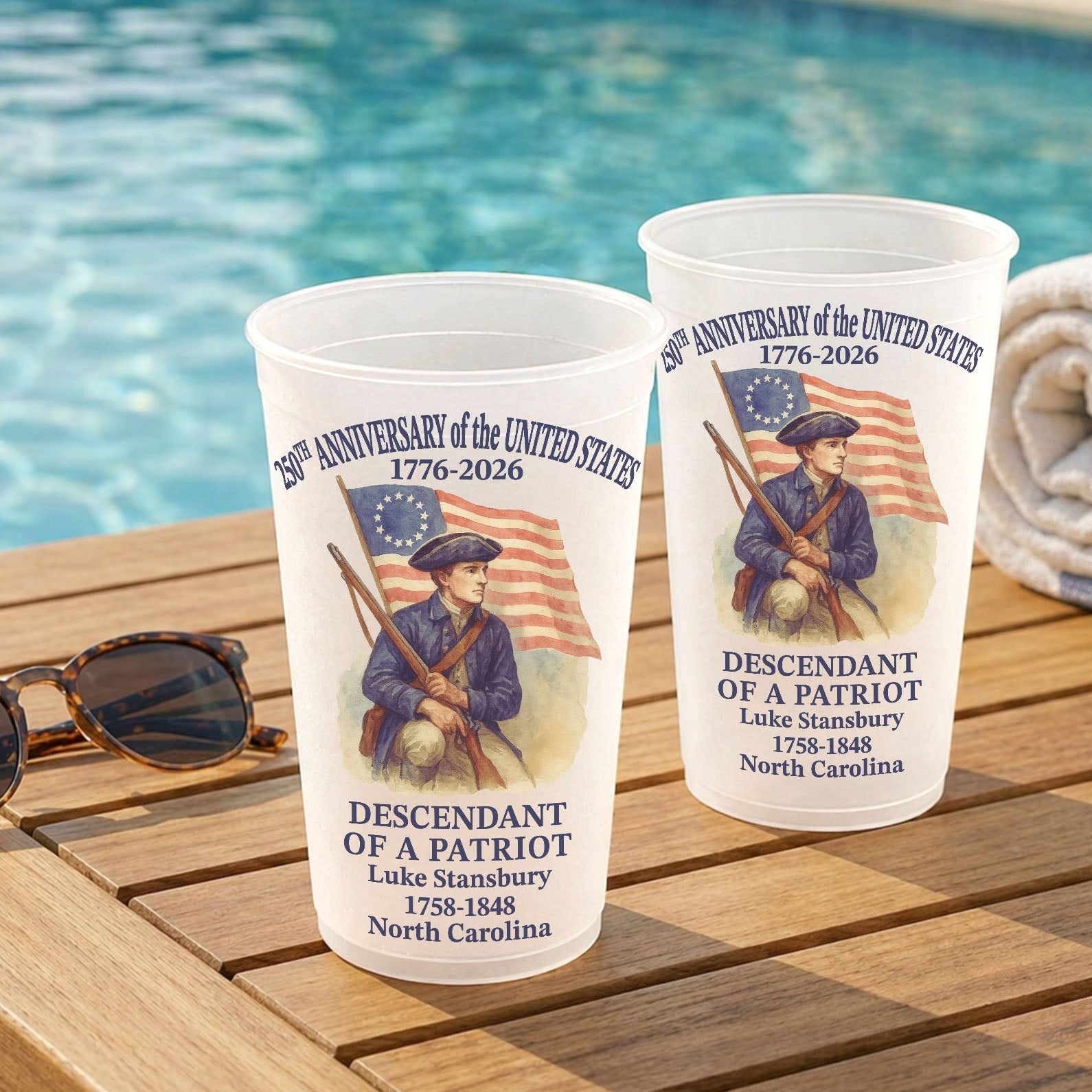 Personalized Frosted Patriot Cups for Independence Day Family Gifts
