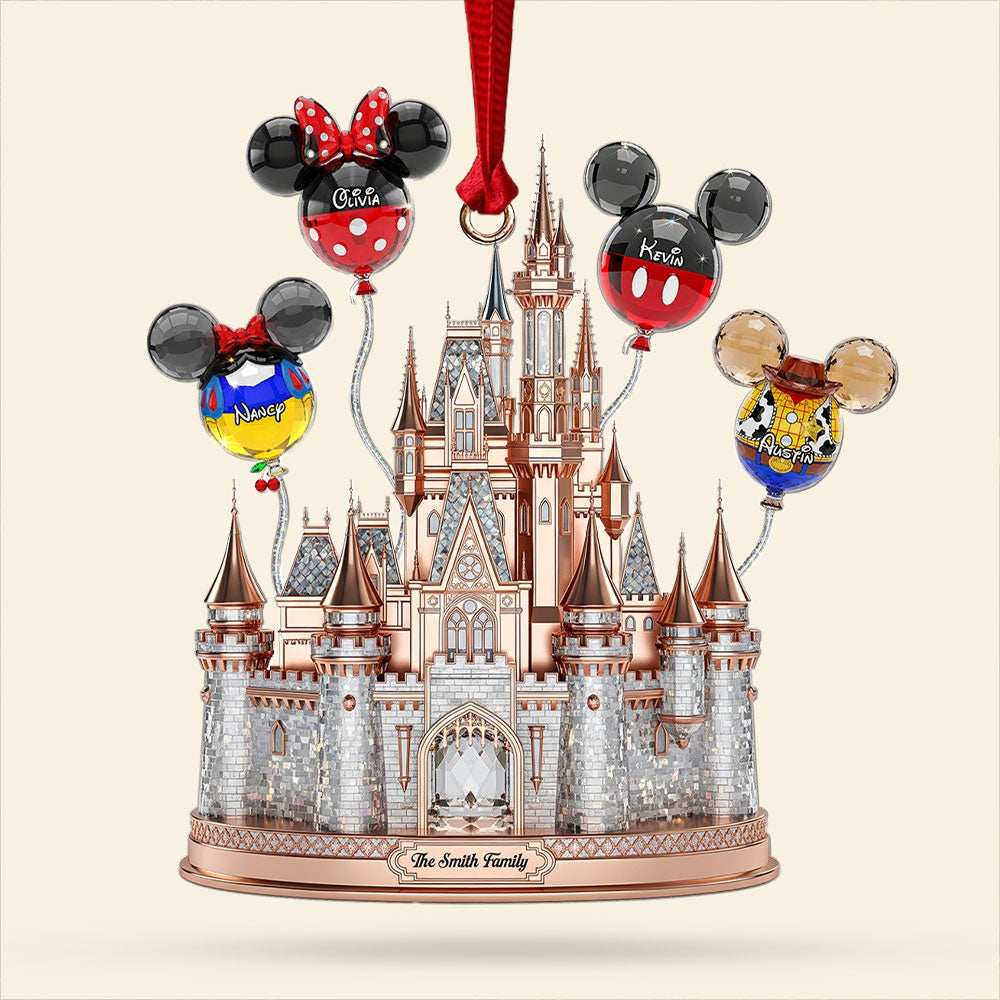 Personalized Acrylic Disney Castle Ornament Custom Family Gift for Christmas Ornament GradoCreations