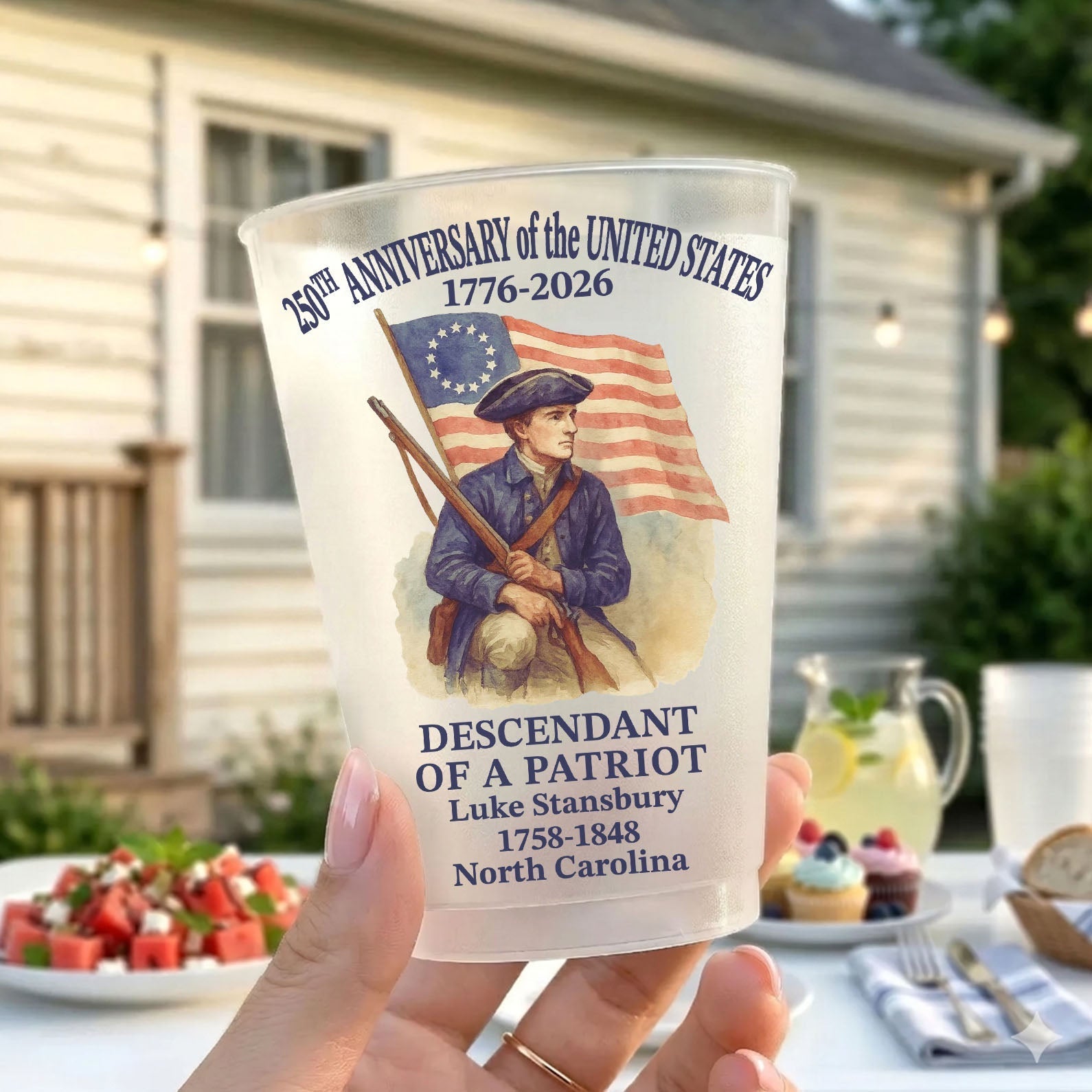 Personalized Frosted Patriot Cups for Independence Day Family Gifts
