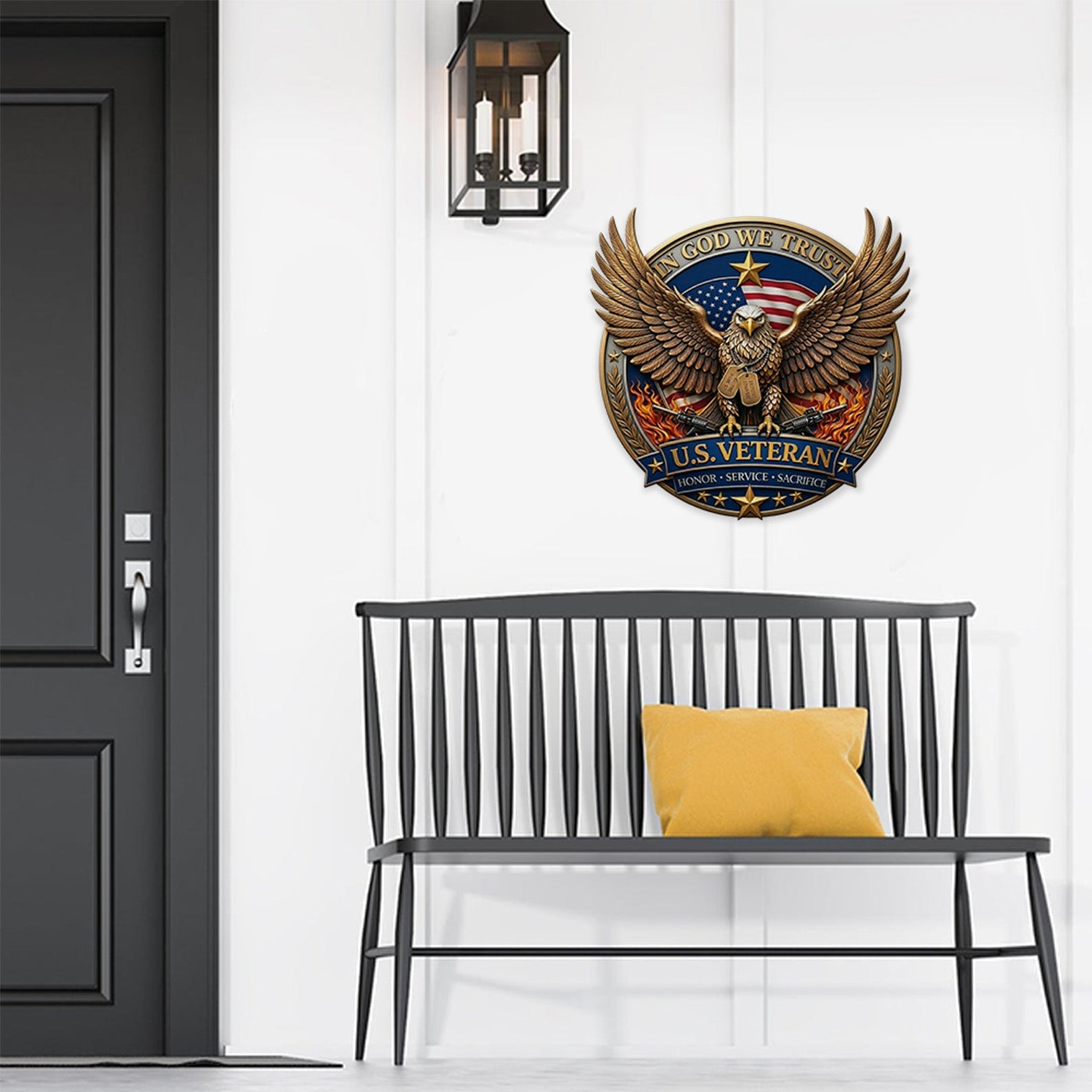 Personalized U.S. Veteran Eagle Metal Sign - Custom Wall Decor Gift for Family