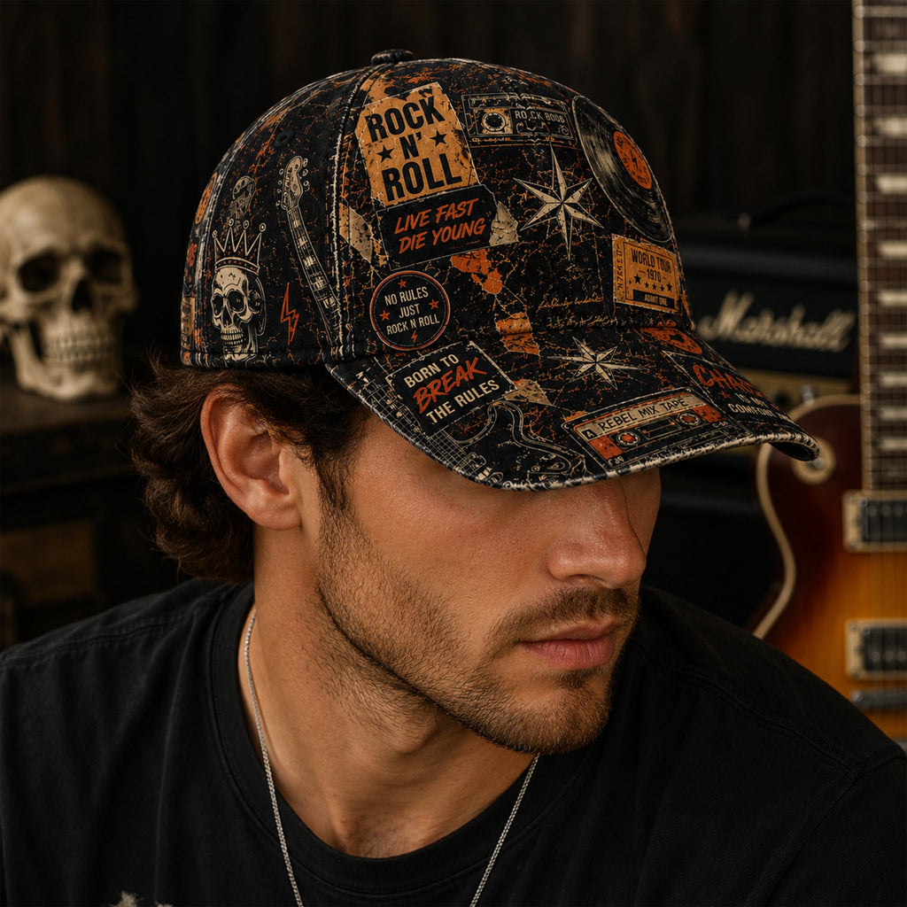 Personalized Classic Rock Cap Retro Design Gift for Music Lovers GradoCreations