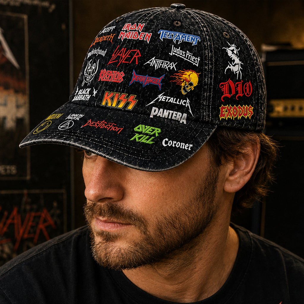 Personalized Classic Rock Logo Cap Custom Name Gift for Fans GradoCreations