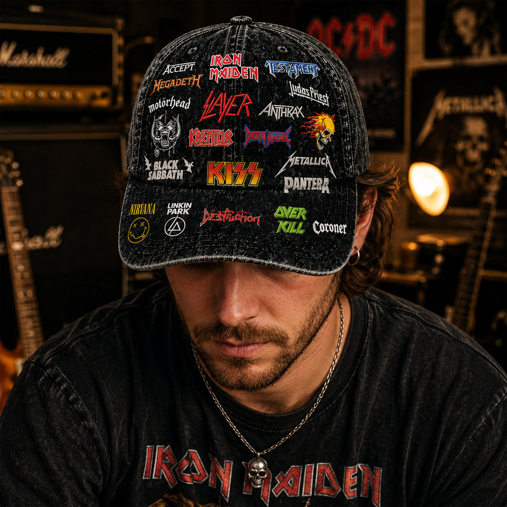 Personalized Classic Rock Logo Cap Custom Name Gift for Fans GradoCreations