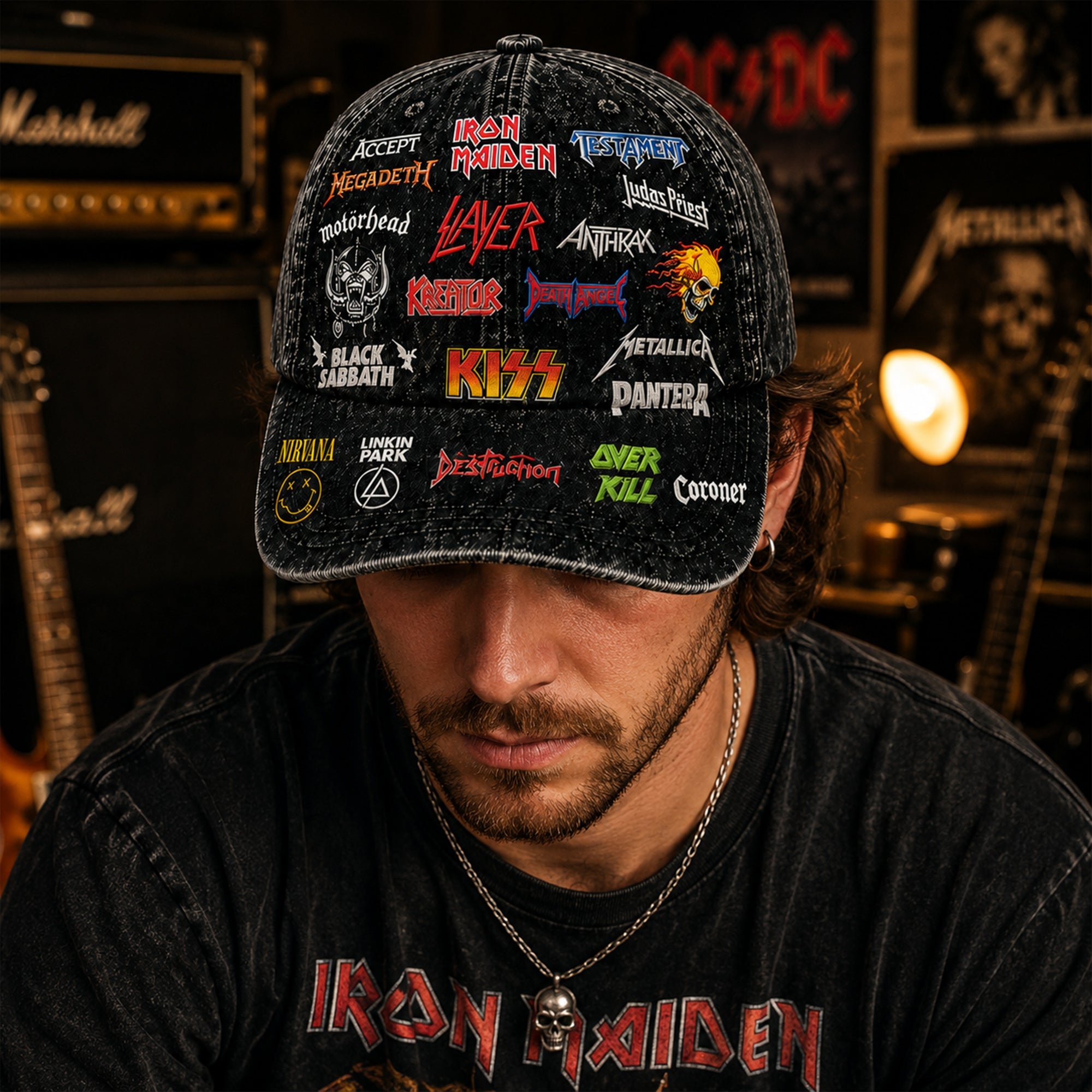 Personalized Classic Rock Logo Cap Custom Name Gift for Fans GradoCreations
