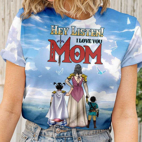 Personalized 3D T-Shirt for Mom with Heartfelt Message - Custom Gift for Mother's Day AOP Tshirt GradoCreations