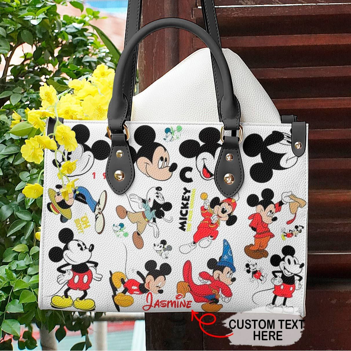 Personalized Mickey Mouse Leather Handbag Custom Name Gift Leather Handbag GradoCreations