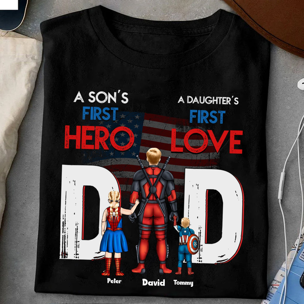 Personalized Superhero T-Shirt Gift for Dad's First Hero