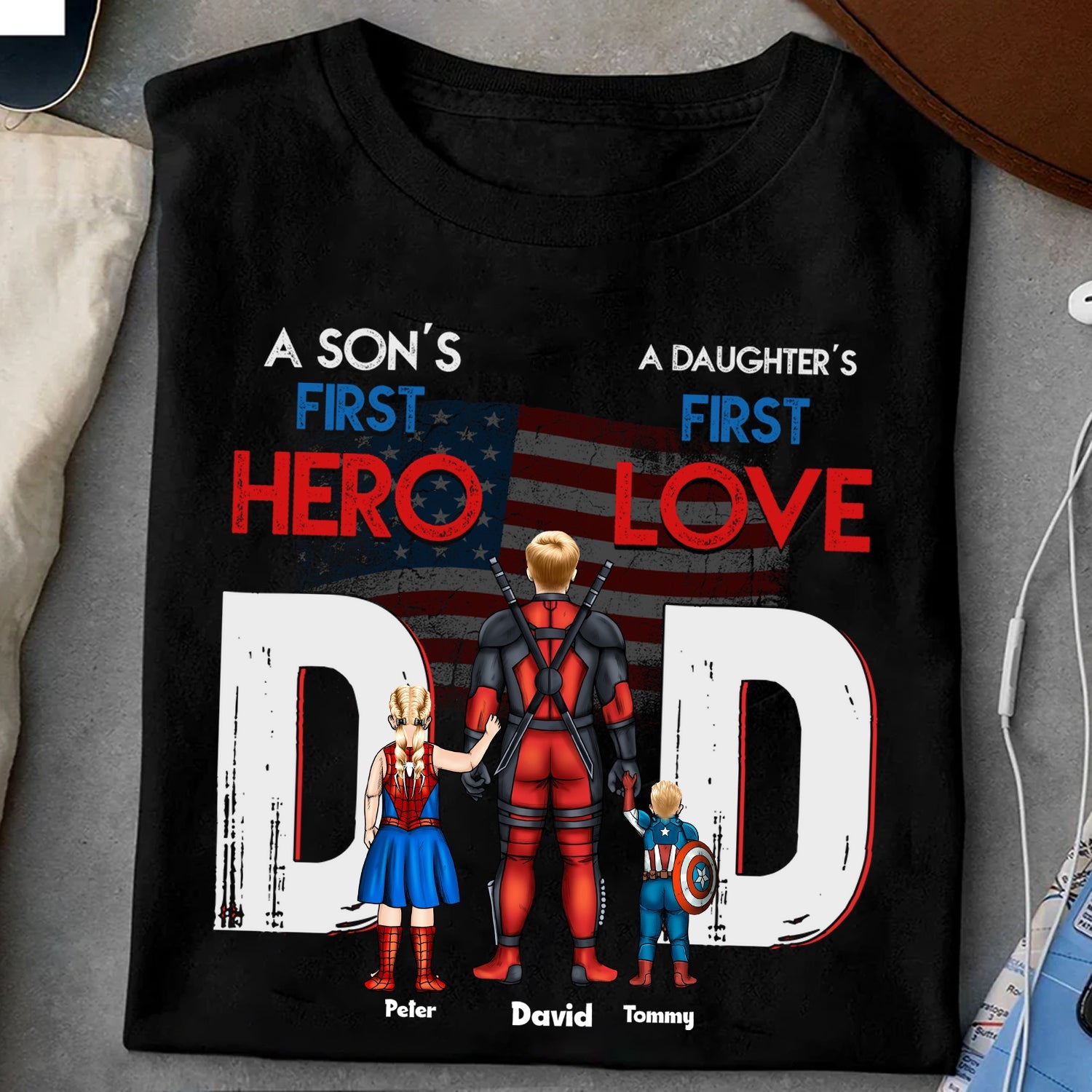 Personalized Superhero T-Shirt Gift for Dad's First Hero