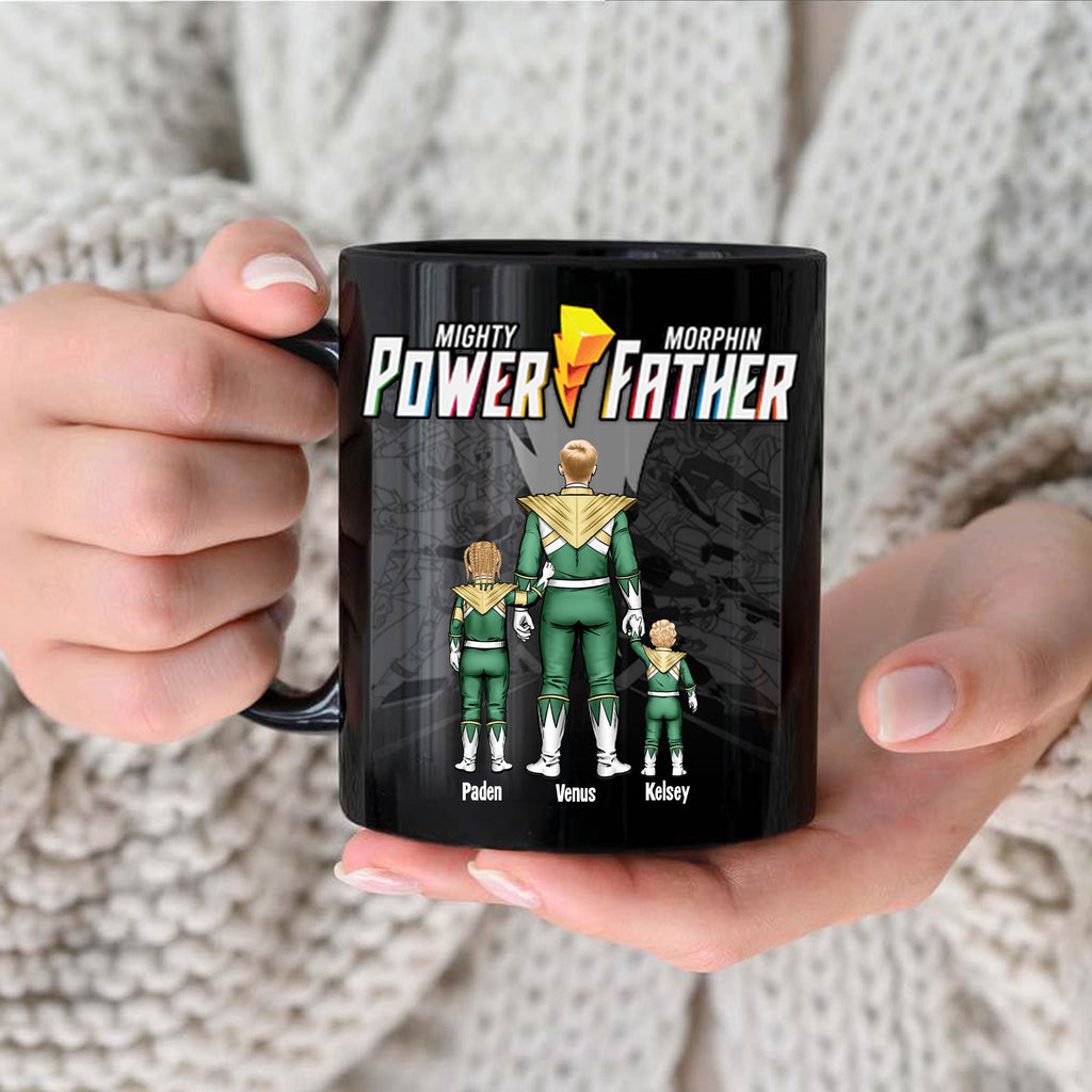 Personalized Mighty Morphin Power Father Black Mug Gift for Dad