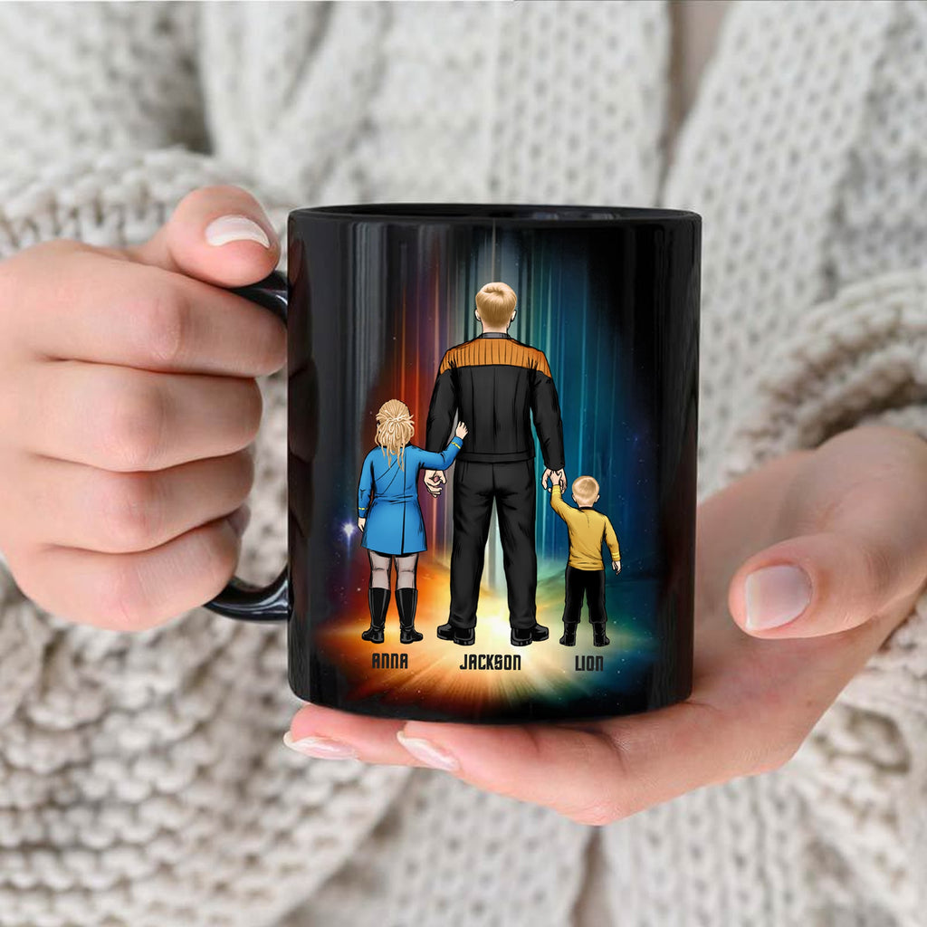 Personalized Black Mug Best Dad Gift with Family Characters