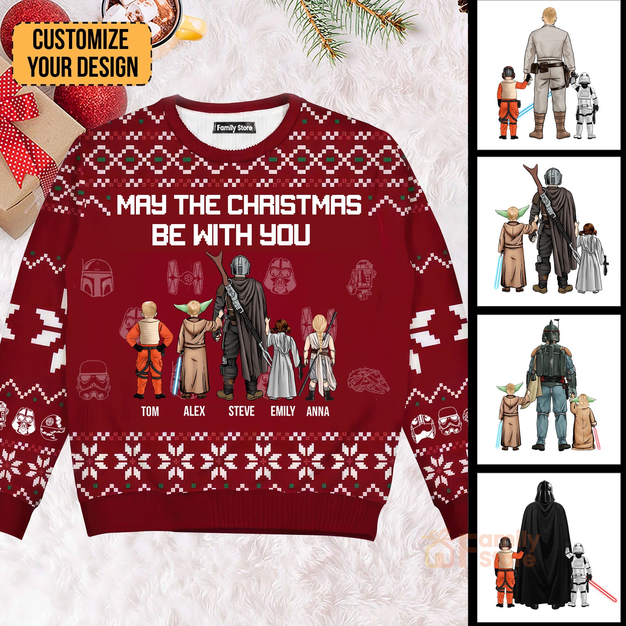 Personalized Ugly Christmas Sweater Gift for Dad, Grandpa – Custom Family Design