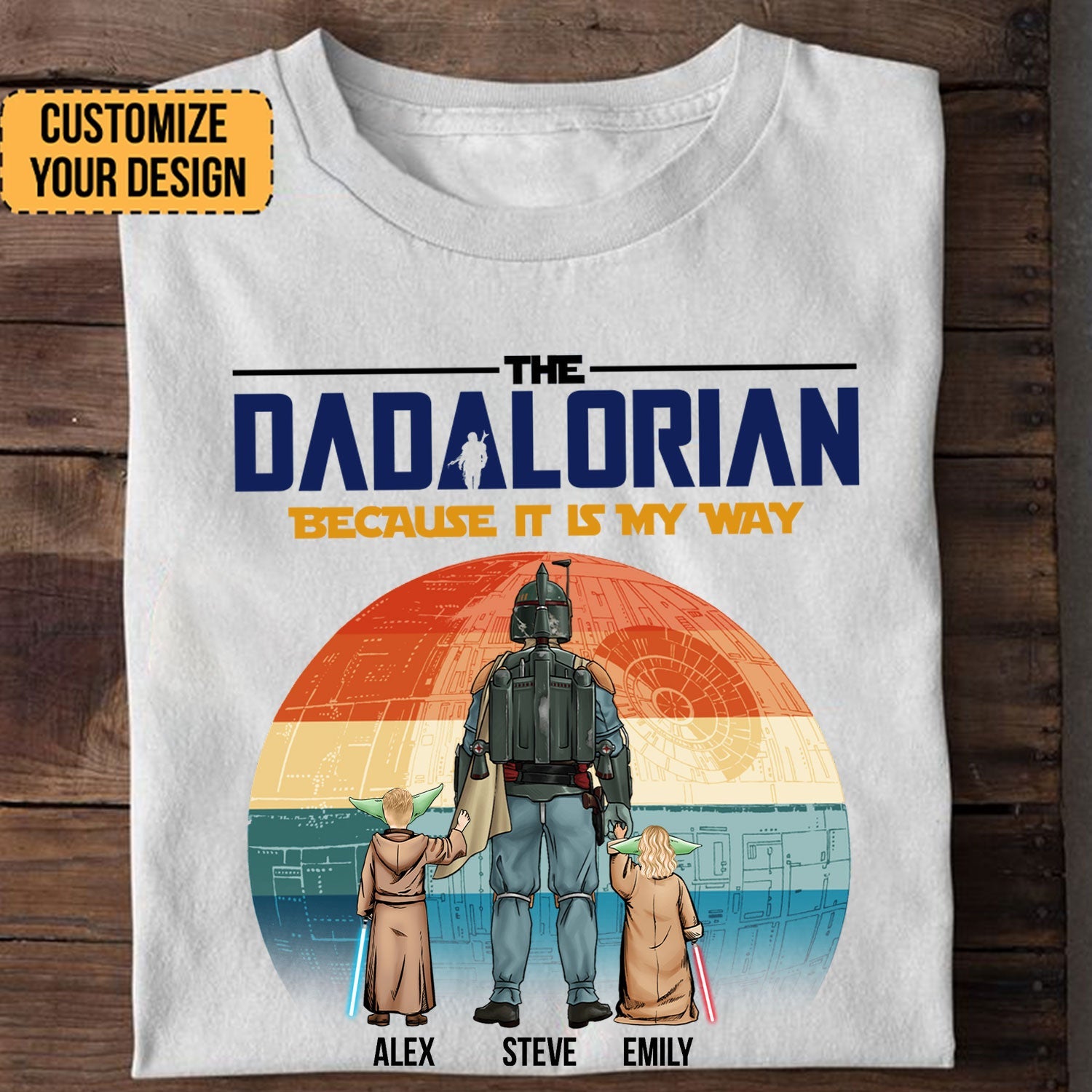 Personalized Dadalorian T-Shirt Gift for Dad | Custom Names