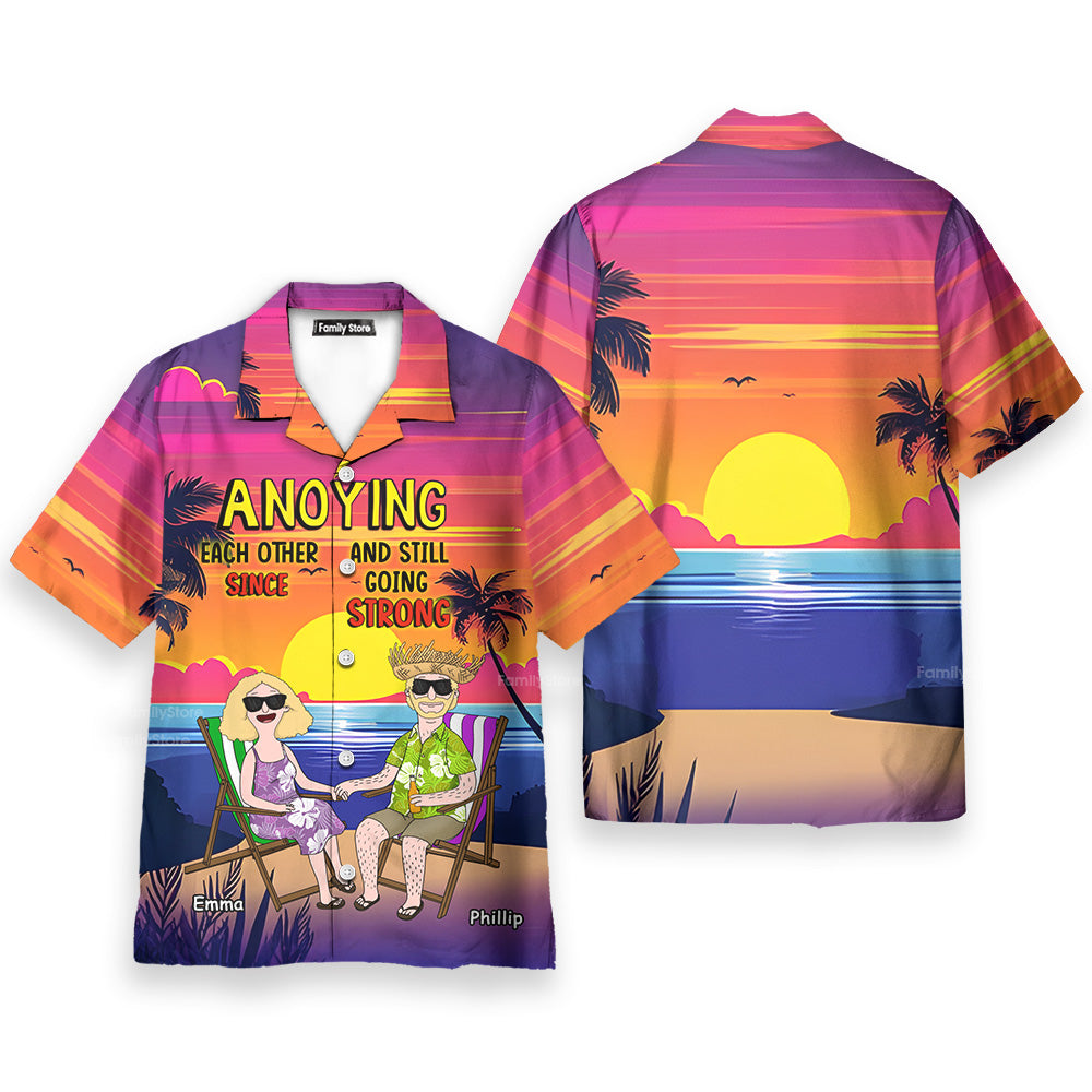 Personalized Funny Cartoon Couple Hawaiian Shirt Gift for Anniversary