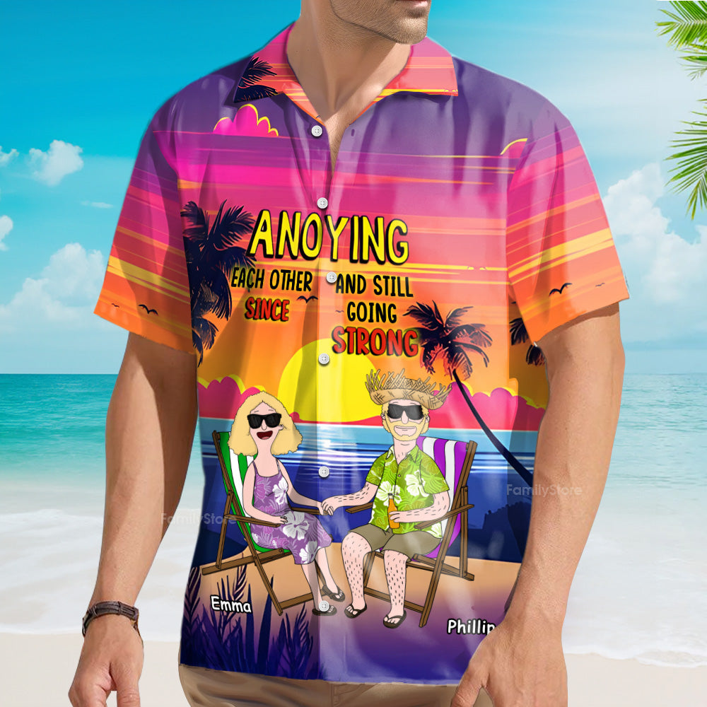 Personalized Funny Cartoon Couple Hawaiian Shirt Gift for Anniversary