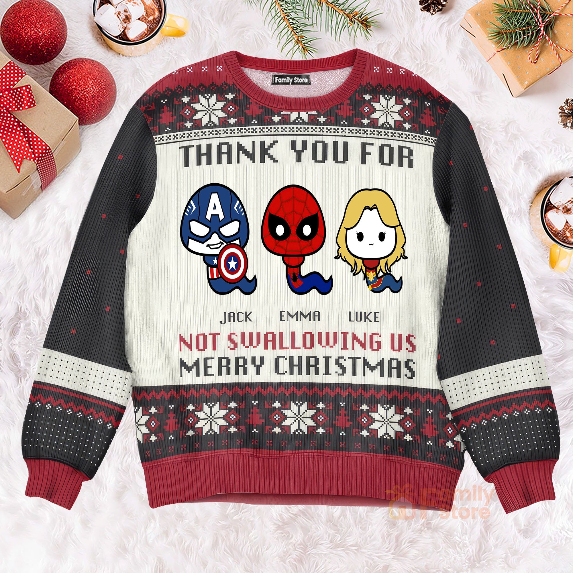 Personalized Marvel Ugly Sweater for Dad, Grandpa, Husband - Unique Christmas Gift