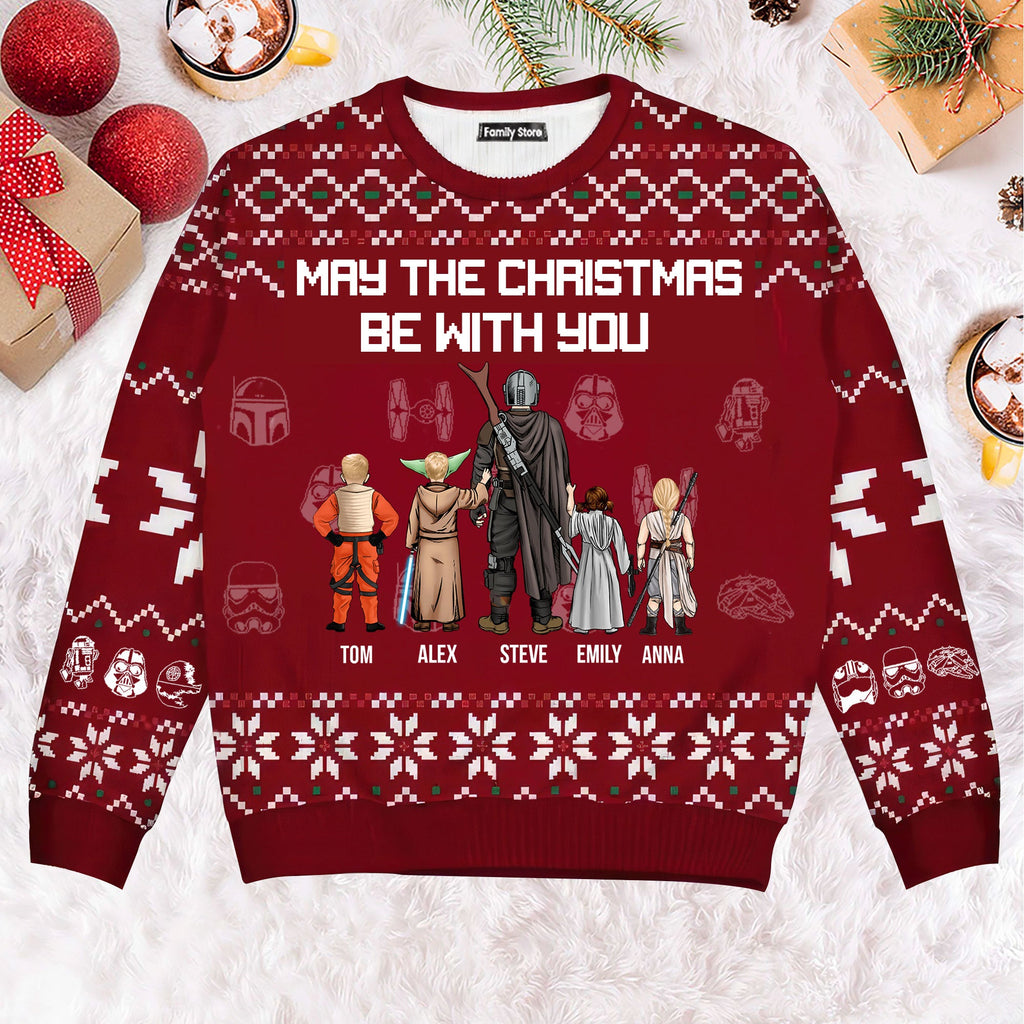 Personalized Ugly Christmas Sweater Gift for Dad, Grandpa – Custom Family Design