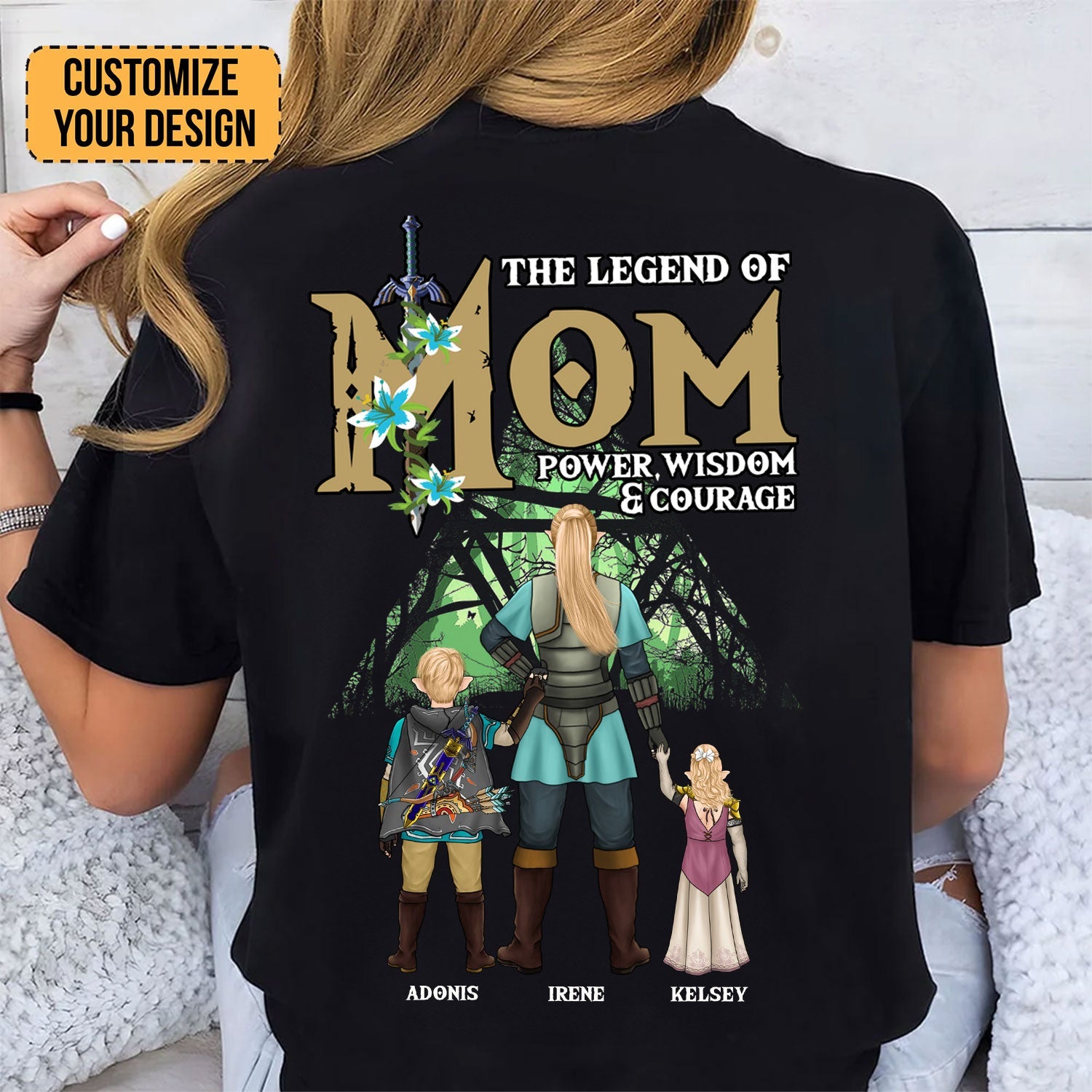 Personalized Legend of Zelda Mom Power T-Shirt Gift for Mother's Day
