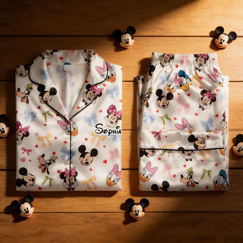 Personalized Pajama Set for Her with Magic Mouse Design | Gift for Movie Fans