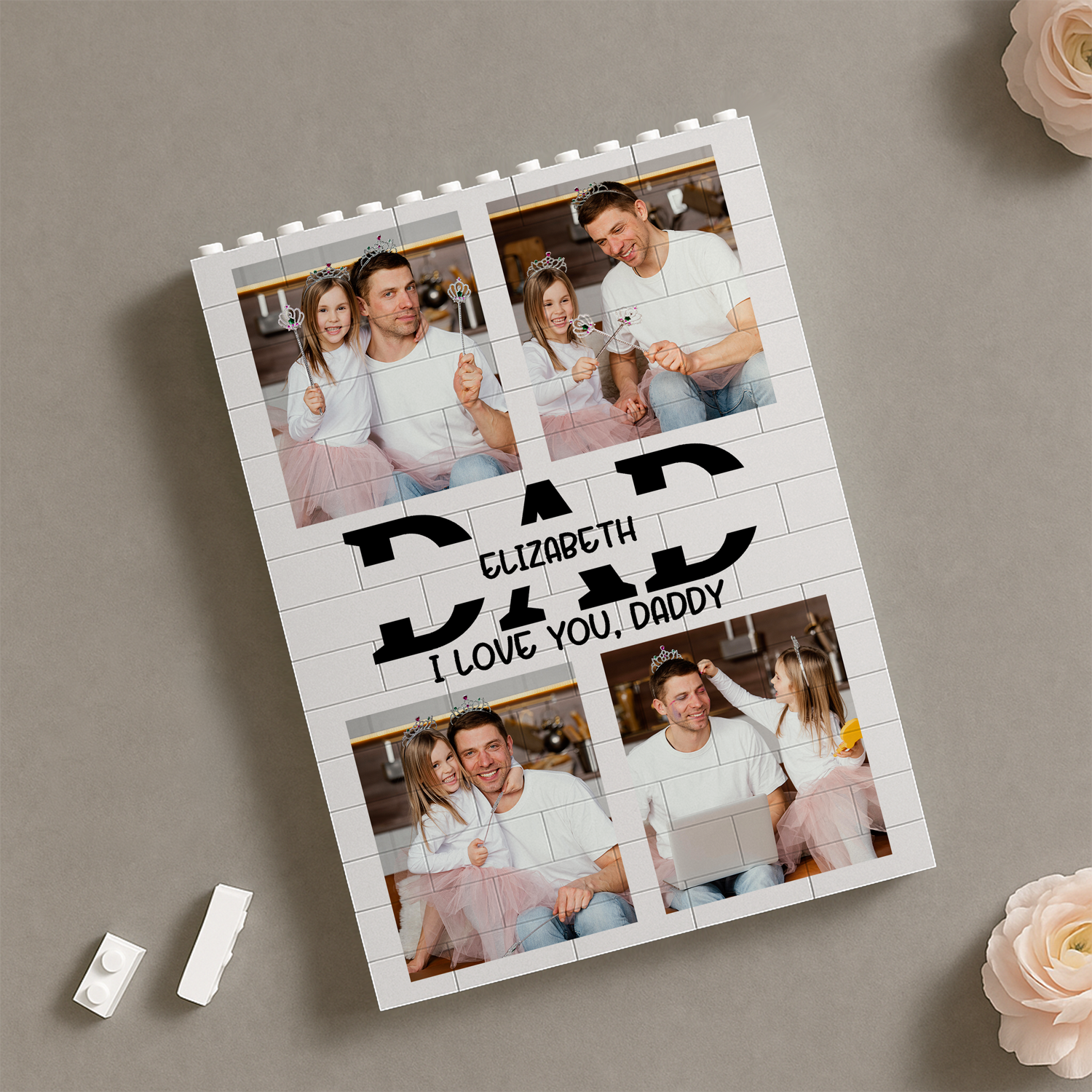 Personalized Photo Collage Building Brick Puzzle Gift for Dad HN590 - Building Blocks GradoCreations