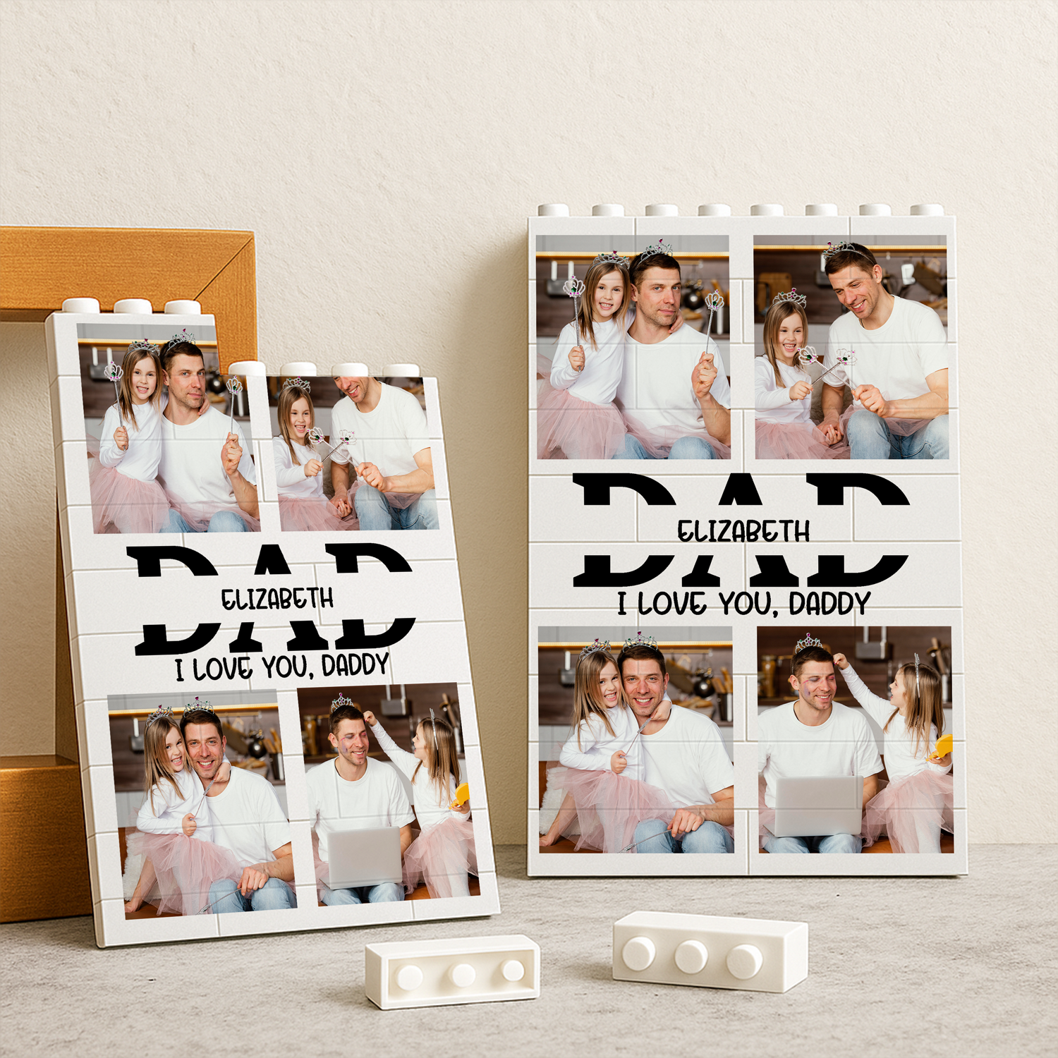 Personalized Photo Collage Building Brick Puzzle Gift for Dad HN590 - Building Blocks GradoCreations
