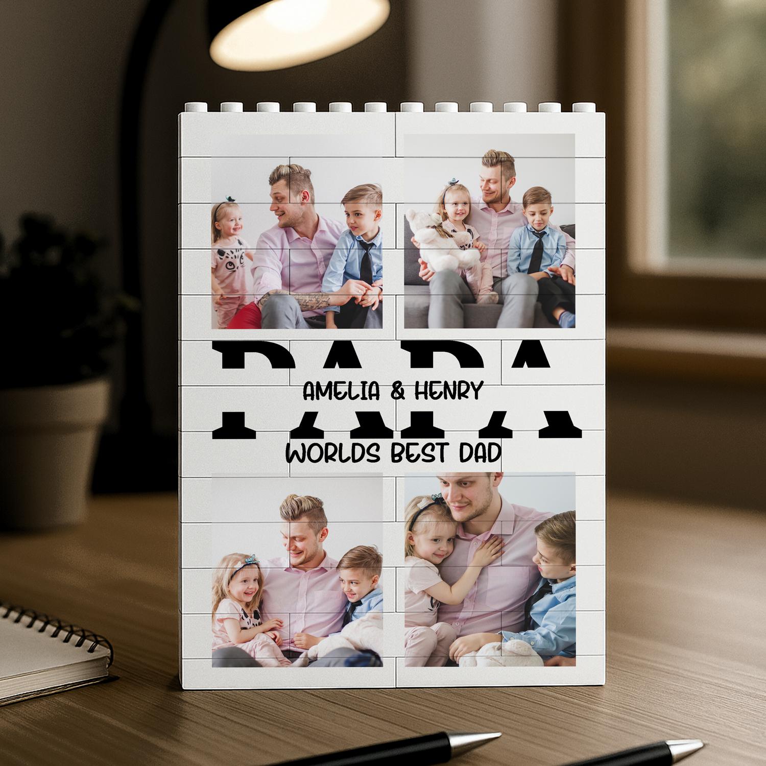 Personalized Photo Collage Building Brick Puzzle Gift for Dad HN590 - Building Blocks GradoCreations