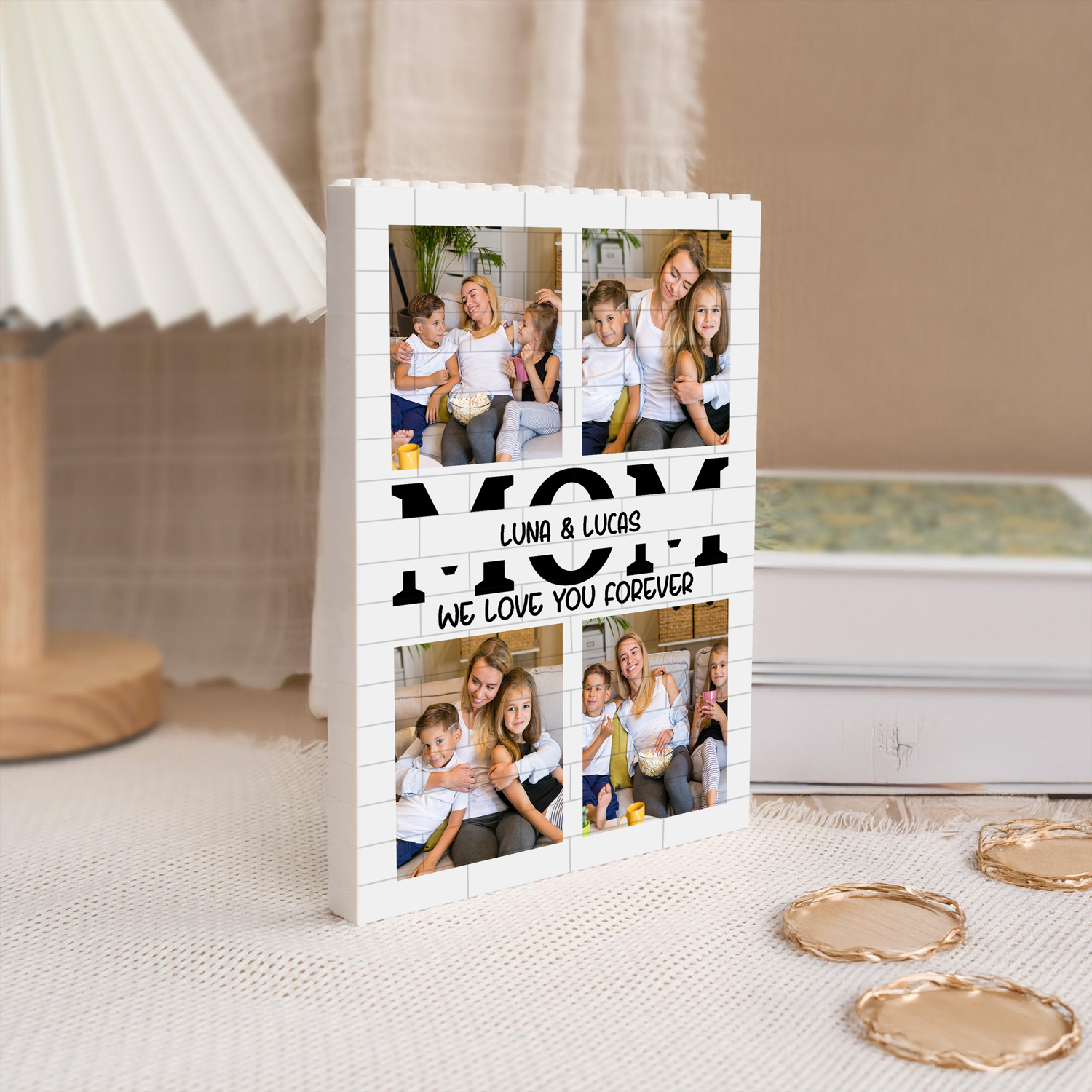 Personalized Photo Collage Building Brick Puzzle Gift for Dad HN590 - Building Blocks GradoCreations