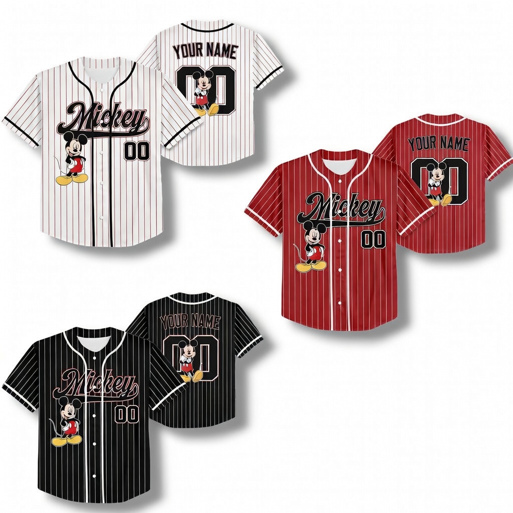 Personalized Mickey Mouse Baseball Jersey Custom Name Gift for Movie Fans