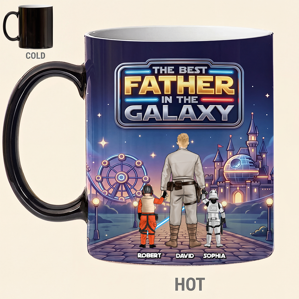 Personalized Color Changing Mug for Dad - Best Father in the Galaxy - Gift for Father's Day Color Changing Mug GradoCreations