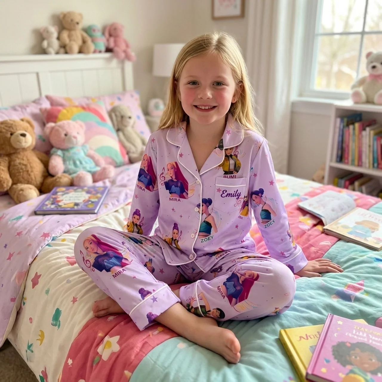Personalized Pajama Set for Kids with Fantasy Girls Design Pajama Set GradoCreations